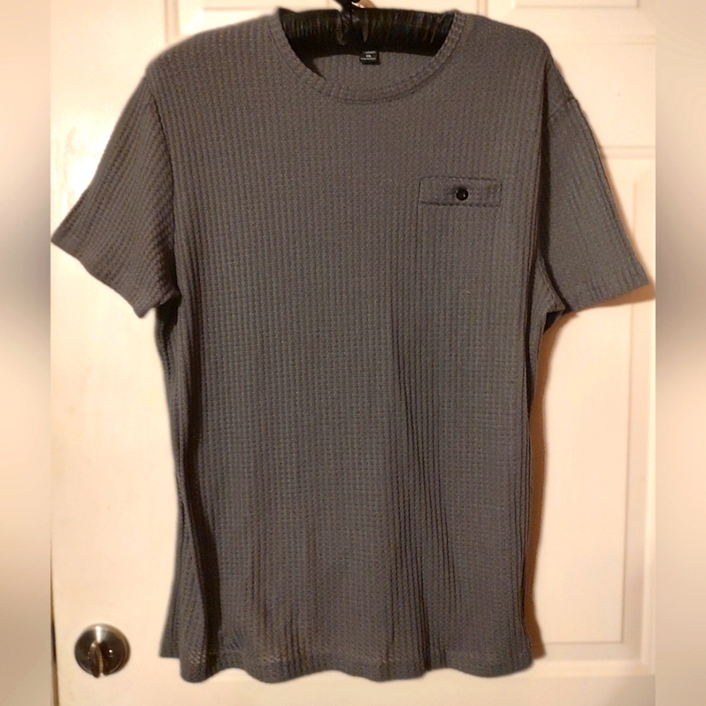 ◾🎱◾NWOT Men's Steel Smoke Charcoal Grey Waffle Knit Tee Shirt T-Shirt - 2XL - Picture 13 of 15